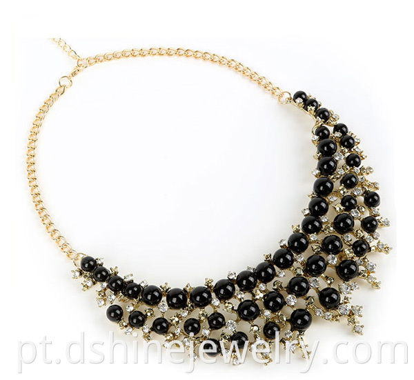 Black Pearl Collar Necklace